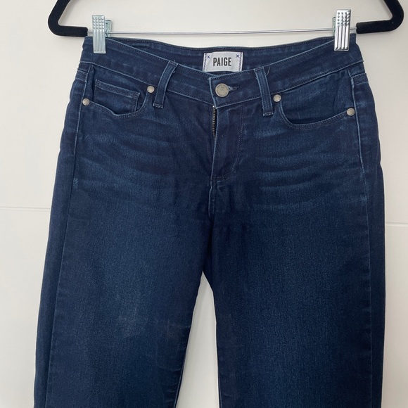 Paige jeans dark blue denim Manhattan boot flare fall business casual chic 27 - Picture 10 of 14